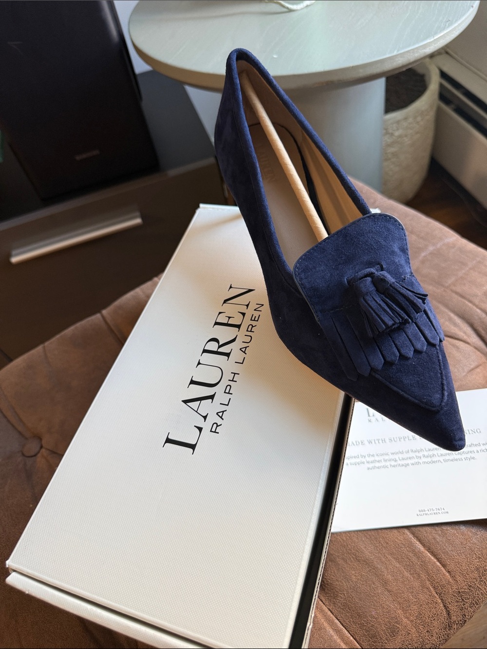 Lauren Ralph Lauren Navy Suede Tassel Adrienne Kiltie Pump